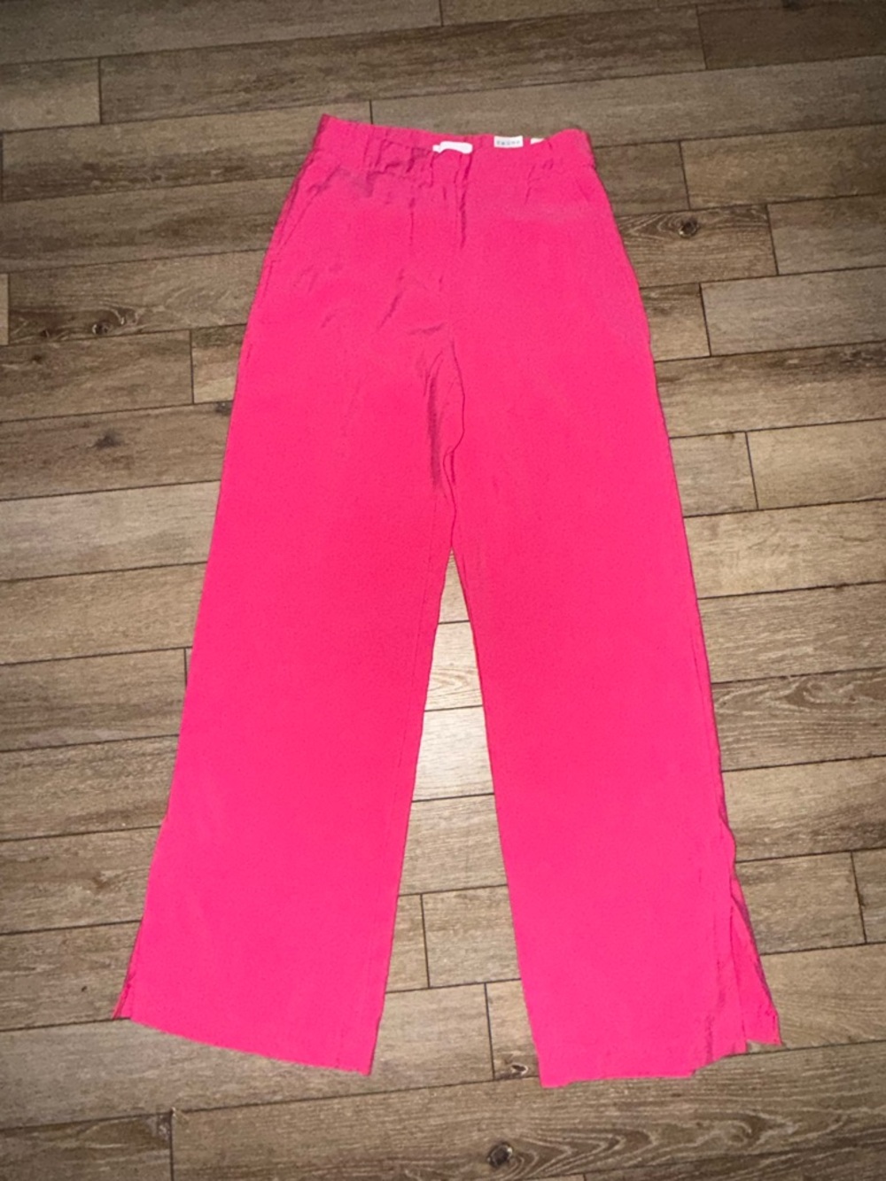 UEC H&M FUSCIA HOT PINK SLIT HEM FLOWING DRESS PANTS TROUSERS SZ 6 - Picture 2 of 14
